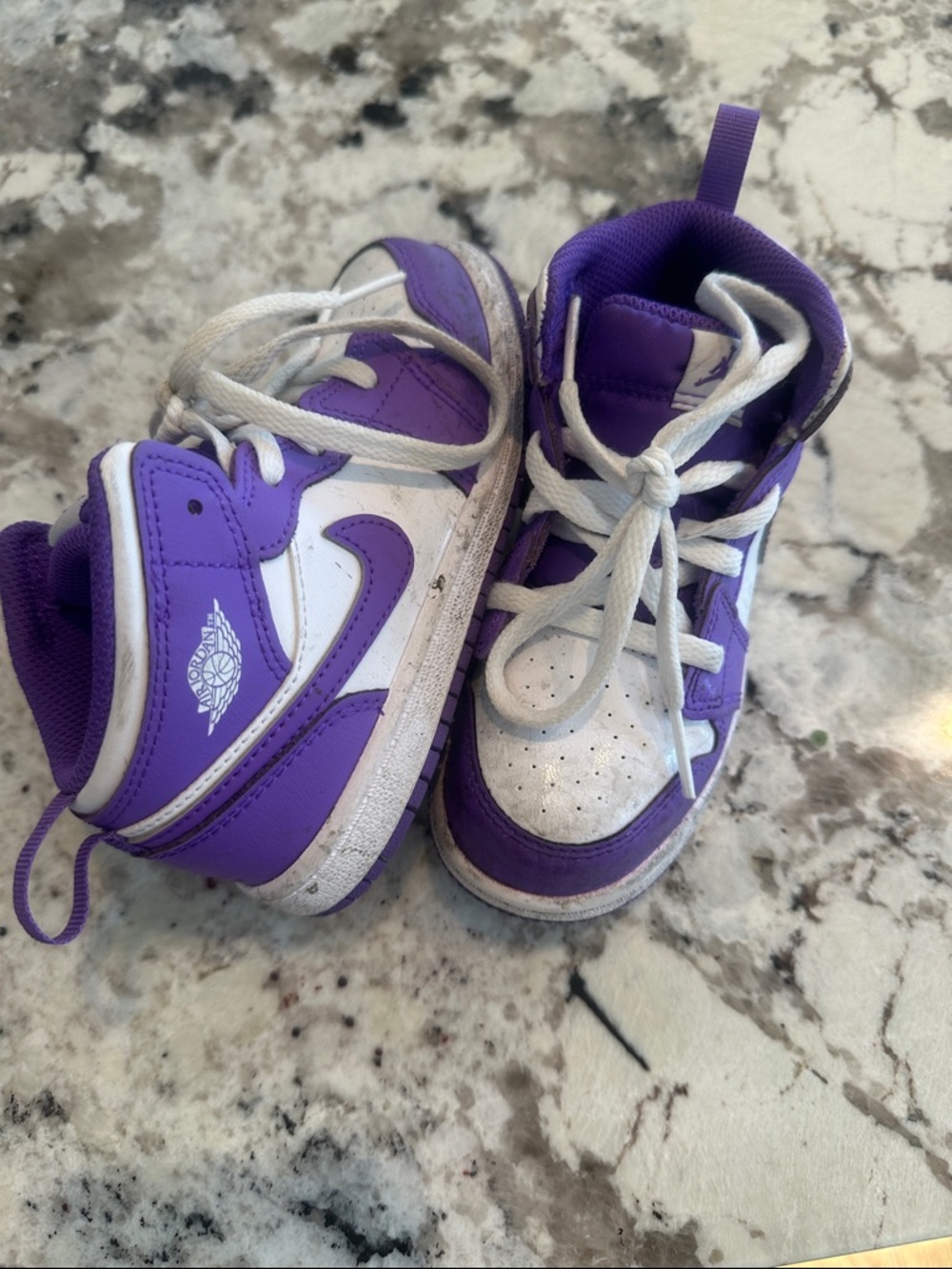 Nike Kids Purple and White High-Top Sneakers